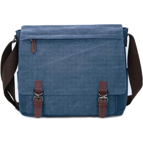 Canvas Messenger Bag for Men WomenTravel Satchel Shoulder bag 15.6 Inch Laptop